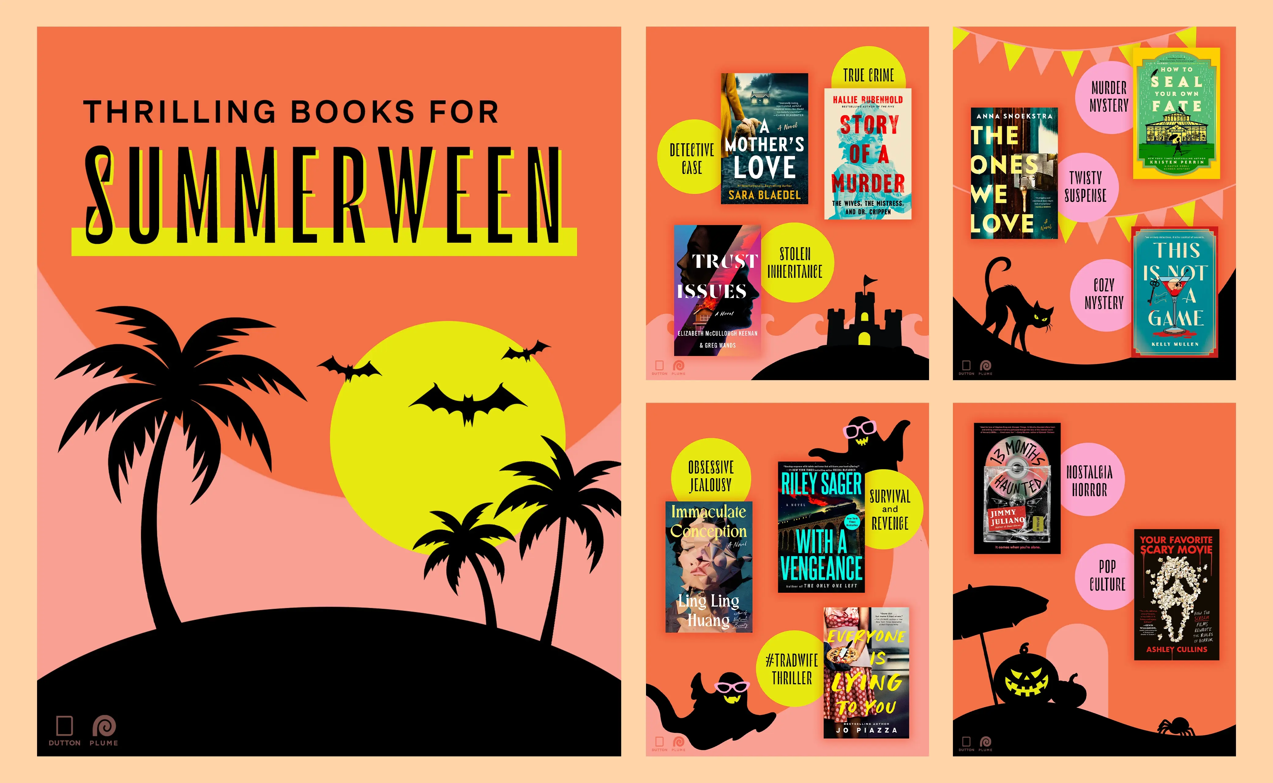 Instagram carousel featuring book recommendations with Summerween theme