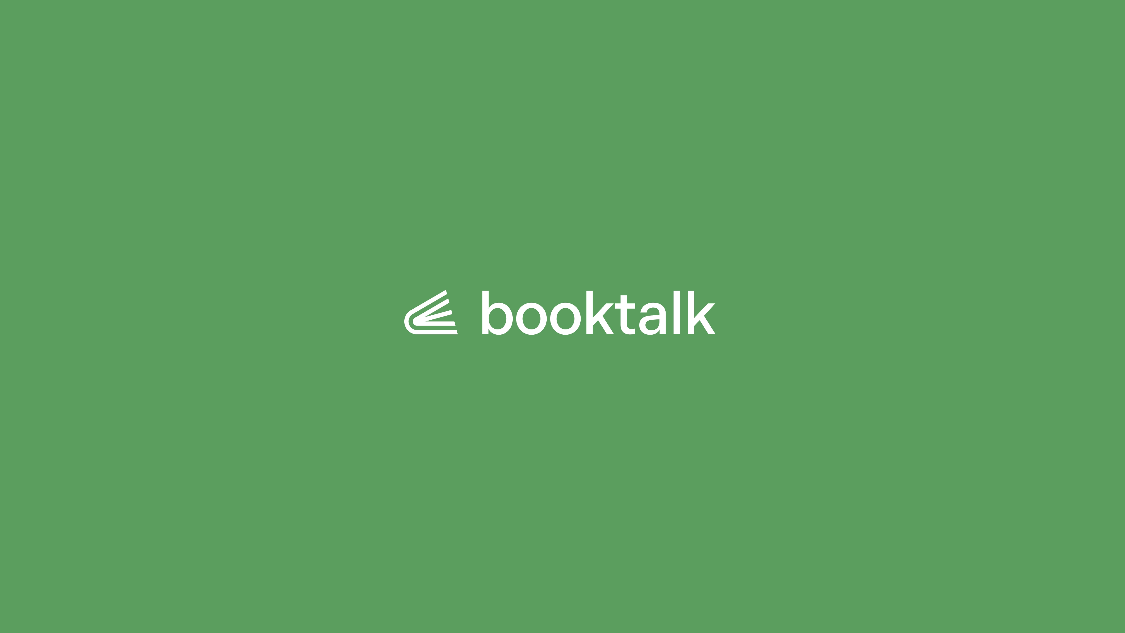 BookTalk logo on green background.