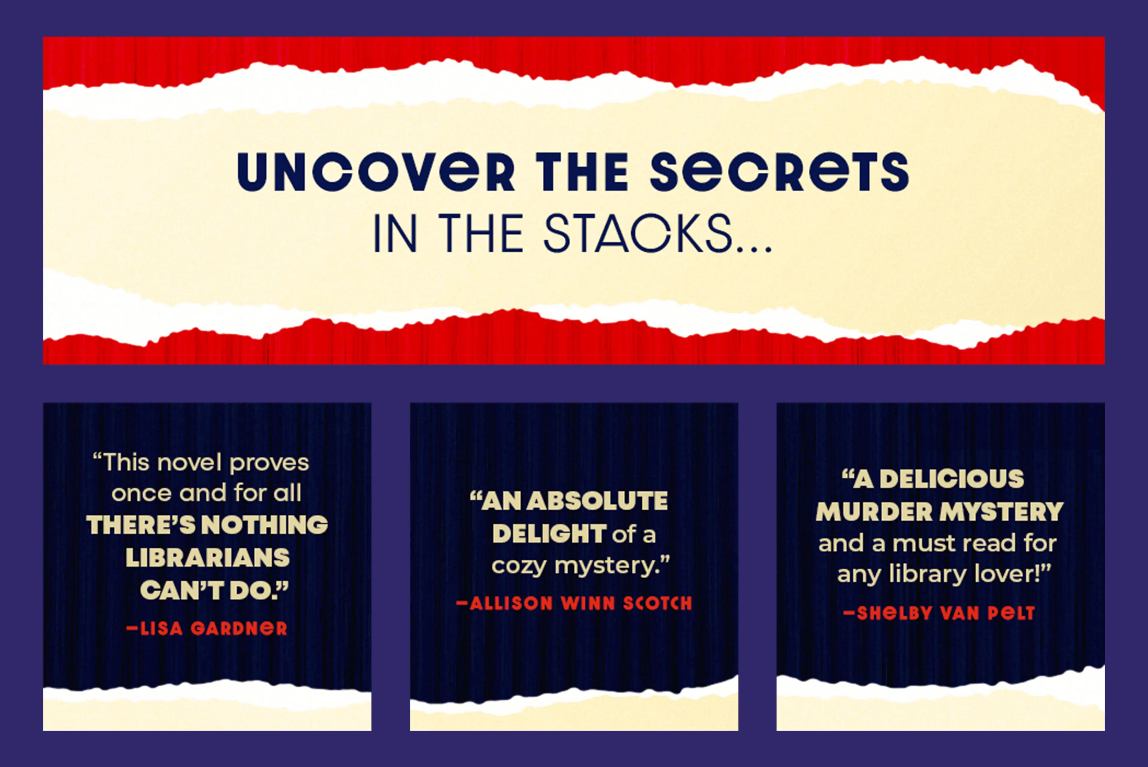 Amazon content for fiction novel about librarian mystery with ripped paper texture