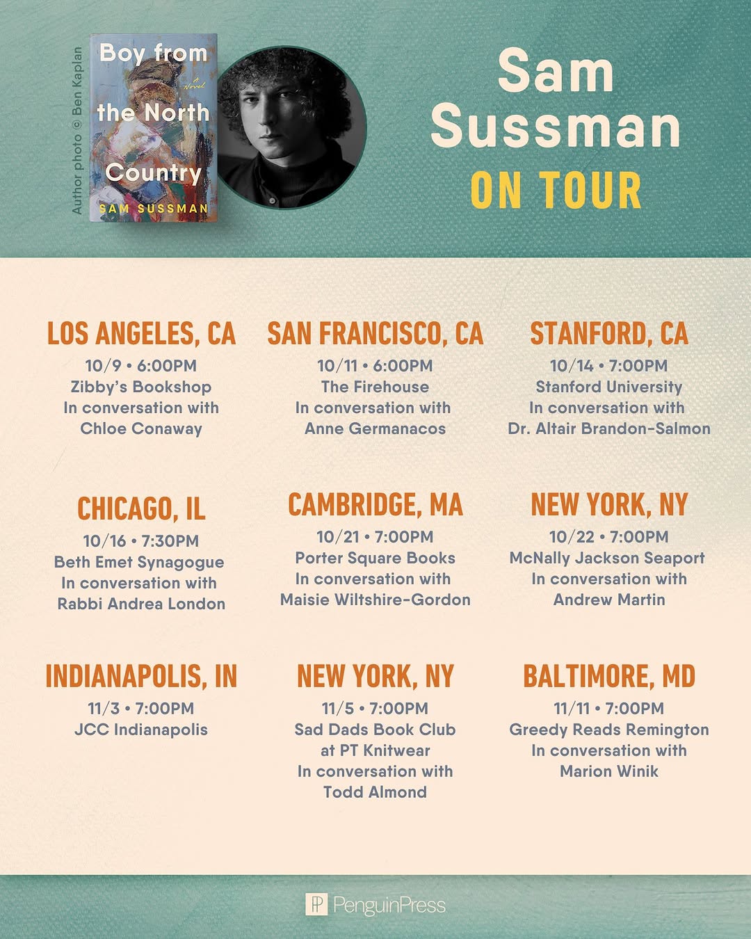 Tour card for book with dotted texture.